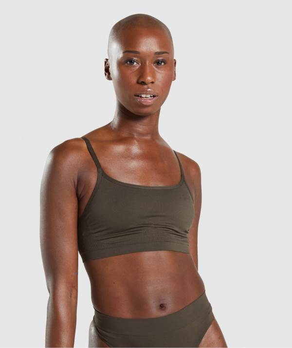 Damske Spodne Pradlo Gymshark Seamless Scoop Neck Bralette Hnede | YD4723189